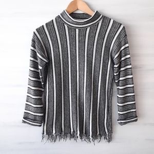 Topshop Raw Fringe Hem Funnel Neck Sweater